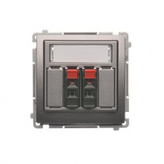 Simon Basic Gniazdo głośnikowe podwójne z polem opisowym stal inox BMGL3.01/21