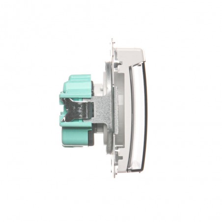Simon Basic Gniazdo bryzgoszczelne z/u IP44 z przesłoną torów i klapką dymną białe BMGZ1Bz.01/11a
