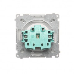 Simon Basic Gniazdo bryzgoszczelne z/u IP44 z przesłoną torów i klapką dymną białe BMGZ1Bz.01/11a