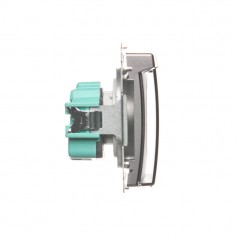 Simon Basic Gniazdo bryzgoszczelne z/u IP44 z przesłoną torów i klapką stal inox BMGZ1Bz.01/21a