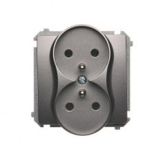 Simon Basic Gniazdo podwójne z/u 16A IP20 stal inox BMGZ2M.01/21