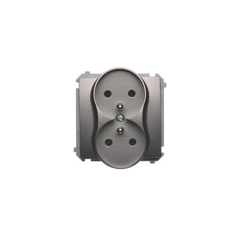Simon Basic Gniazdo podwójne z/u 16A IP20 stal inox BMGZ2M.01/21