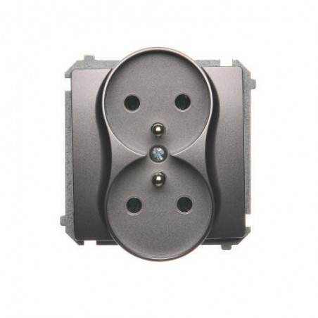 Simon Basic Gniazdo podwójne z/u 16A IP20 stal inox BMGZ2M.01/21