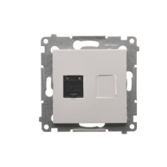 Simon 54 Gniazdo komputerowe pojedyncze RJ45 kat.6 z przesłoną białe D61.01/11