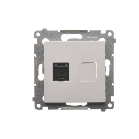 Simon 54 Gniazdo komputerowe pojedyncze RJ45 kat.6 z przesłoną białe D61.01/11