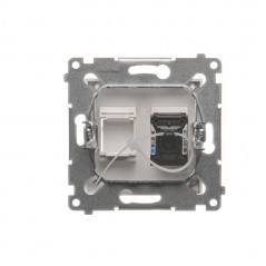 Simon 54 Gniazdo komputerowe pojedyncze RJ45 kat.6 z przesłoną białe D61.01/11