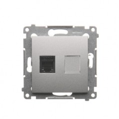 Simon 54 Gniazdo telefoniczne pojedyncze RJ12 srebrny mat DT1.01/43