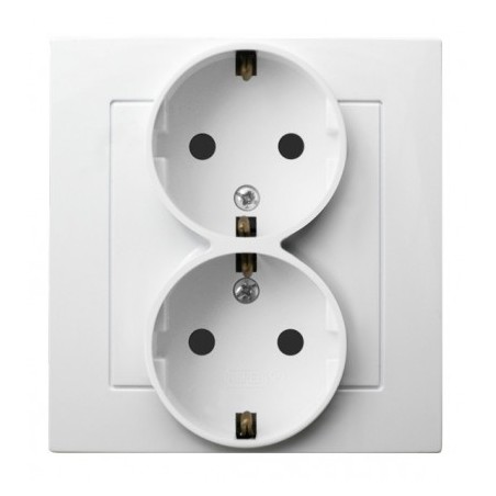 AS Gniazdo podwójne z/u Schuko białe GP-2GS/00