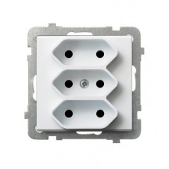 SONATA Gniazdo potrójne b/u 2,5A EURO białe GP-3R/m/00