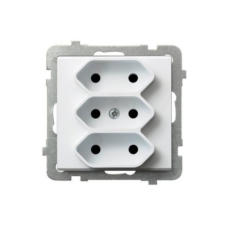 SONATA Gniazdo potrójne b/u 2,5A EURO białe GP-3R/m/00