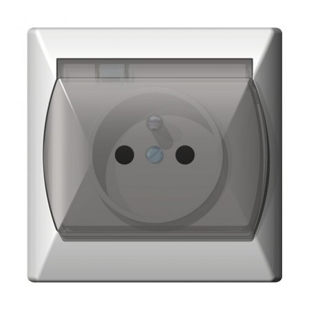 AKCENT Gniazdo bryzgoszczelne z/u IP44 klapka biała GPH-1AZ/00/w