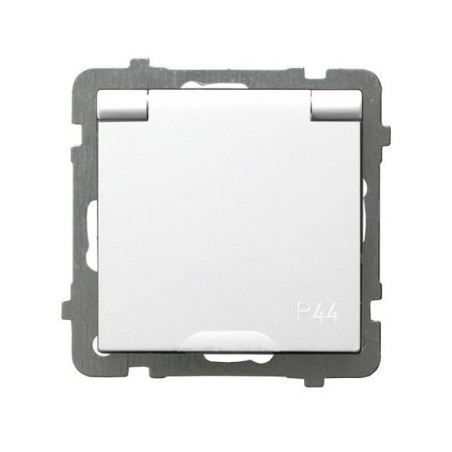 AS Gniazdo bryzgoszczelne z/u IP44 klapka biała GPH-1GZ/m/00/w