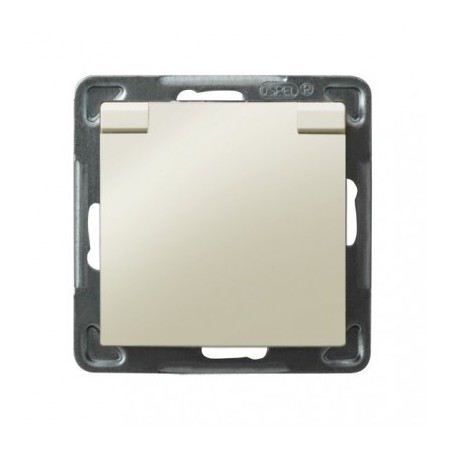 IMPRESJA Gniazdo bryzgoszczelne z/u IP44 klapka ecru GPH-1YZ/m/27/w