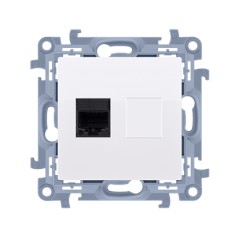 Simon 10 Gniazdo komputerowe pojedyncze RJ45 kat.6 ekranowane biały C61E.01/11