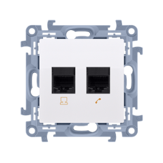 Simon 10 Gniazdo RJ45 kat 6 + gniazdo telefoniczne RJ12 białe C6T.01/11