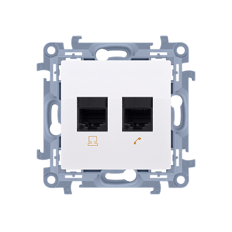 Simon 10 Gniazdo RJ45 kat 6 + gniazdo telefoniczne RJ12 białe C6T.01/11