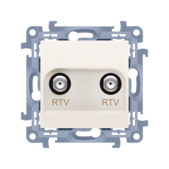 Osprzęt - Simon10 Gniazdo antenowe RTV-RTV (moduł), 1x wejście: 5  1000 MHz krem CAK2F.01/41