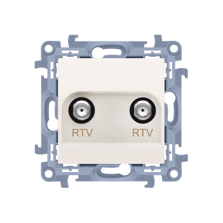 Osprzęt - Simon10 Gniazdo antenowe RTV-RTV (moduł), 1x wejście: 5  1000 MHz krem CAK2F.01/41