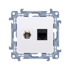 Simon 10 Gniazdo antenowe + komputerow typu F + RJ45 kat.5e białe CASFRJ455.01/11