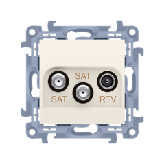 Simon 10 Gniazdo antenowe podwójne SAT-SAT-RTV kremowy CASK2.01/41