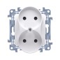 Simon 10 Gniazdo podwójne b/u białe 16A 250V IP20 CG2M.01/11
