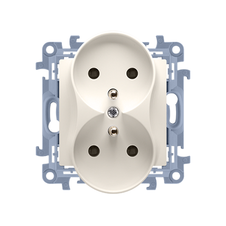 Simon 10 Gniazdo podwójne z/u kremowe 16A 250V IP20 CGZ2M.01/41