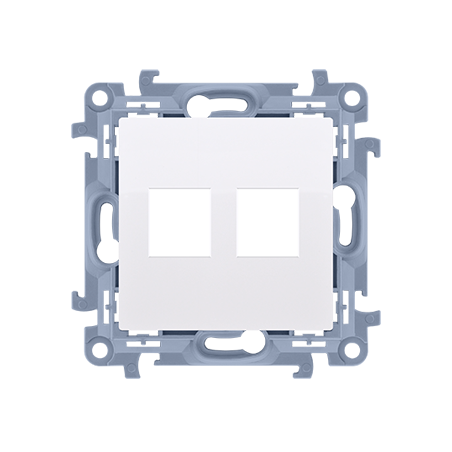 Simon 10 Pokrywa gniazd teleinformatycznych na Keystone płaska podwójna biała CKP2.01/11