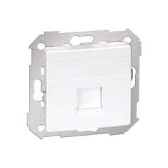 Simon 82 Pokrywa gniazda komputerowego pojedynczego RJ45 płaska z adapterem o przesłoną biała 82005-30