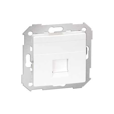 Simon 82 Pokrywa gniazda komputerowego pojedynczego RJ45 płaska z adapterem o przesłoną biała 82005-30