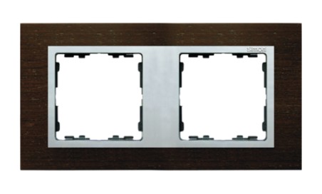 Simon 82 Ramka podwójna pozioma drewniana wenge/ ramka pośrednia aluminium mat 82927-65