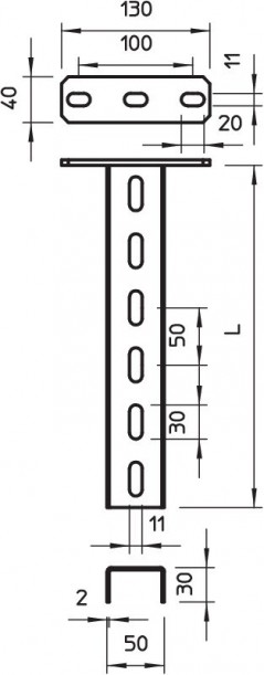 Wieszak sufitowy z głowicą US 3 K 30 FT 6342353 /0,3m/