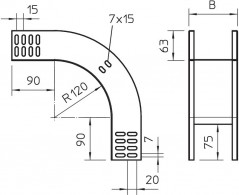 Łuk pionowy korytka 90 stopni 200x60 RBV 620 F FS 7007063