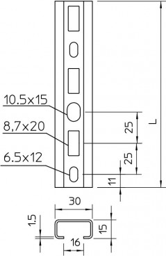 Szyna profilowa perforowana 30x15 FT CM3015P2000FT 1109871 /2m/