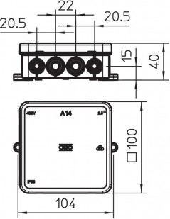 Puszka n/t odgałęźna 100x100x40 IP55 A 14 jasnoszara 2000378 /10szt./