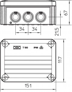 Puszka n/t odgałęźna 150x116x67 IP66 T 100 2007077
