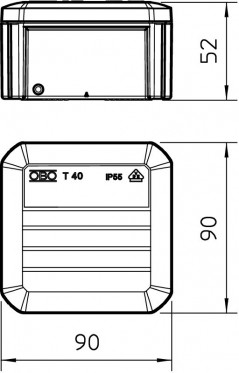 Puszka n/t odgałęźna 90x90x52 IP55 T 40 OE 2007223 /5szt./