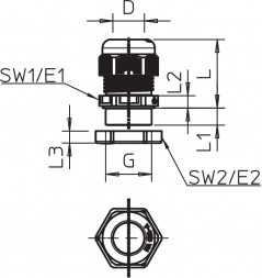 Dławik kablowy z przeciwnakrętką M32 PA jasnoszary RAL 7035 V-TEC VM32+ LGR 2022770