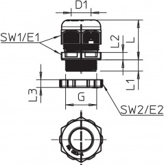 Dławik kablowy z przeciwnakrętką PG16 PA jasnoszary RAL 7035 V-TEC PG16+ LGR 2024663 /25szt./