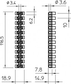 Złączka zaciskowa 12-torowa 6mm2 450V 41A bezhalogenowa czarna 74 CE SW/EKL 1 S 2056232 /10szt.