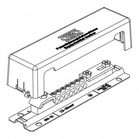 Szyna wyrównawcza pokrywa odporna na UV podstawa metalowa 7x25mm2 + 1x10mm + 1x płaskownik 1809 A 5015105