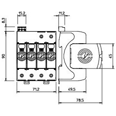 Ogranicznik przepięć B+C Typ 1+2 3P+N 12,5kA 280V V50-3+NPE+FS-280 5093533