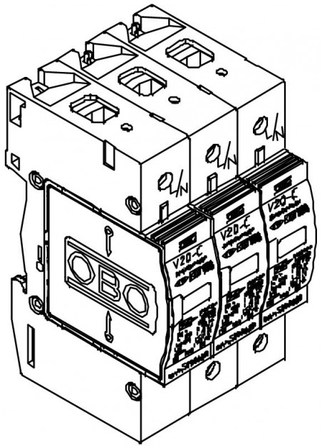 Ogranicznik przepięć PV 600V DC Typ 2 C 3P 20kA 2,6kV V20-C 3PH-600 5094605