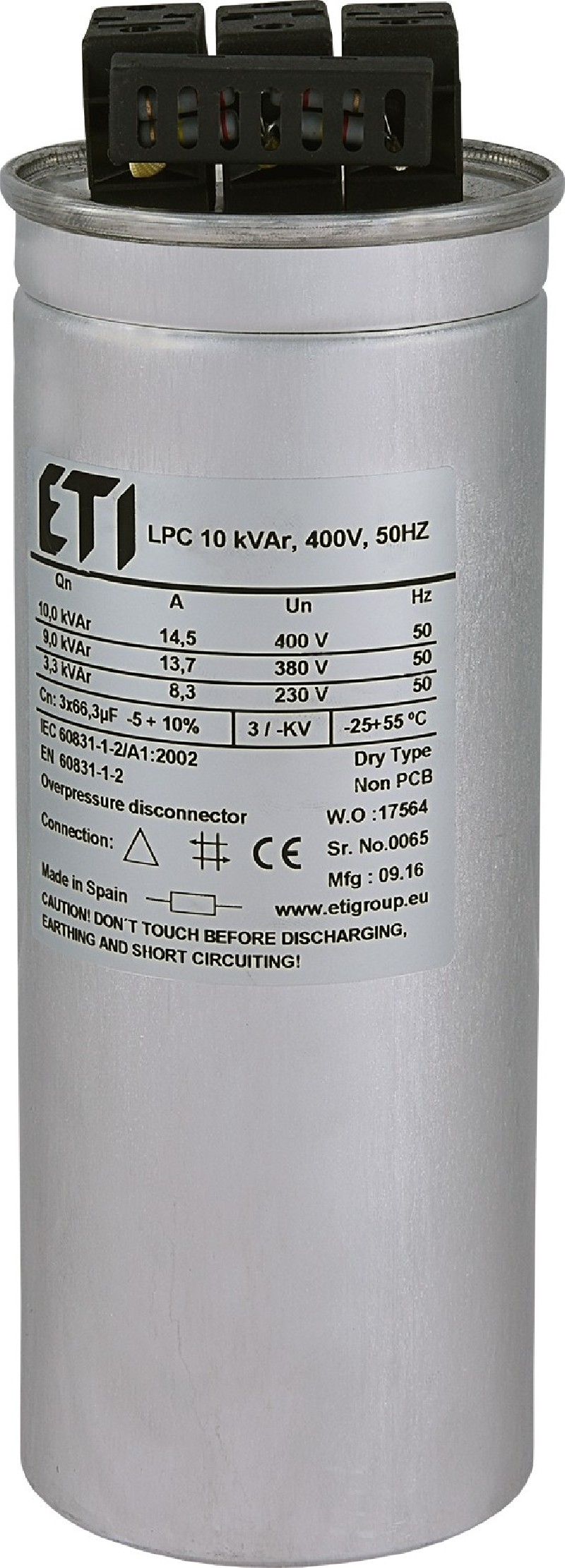 Kondensator trójfazowy CP LPC 10 kVAr 400V 50Hz 004656750