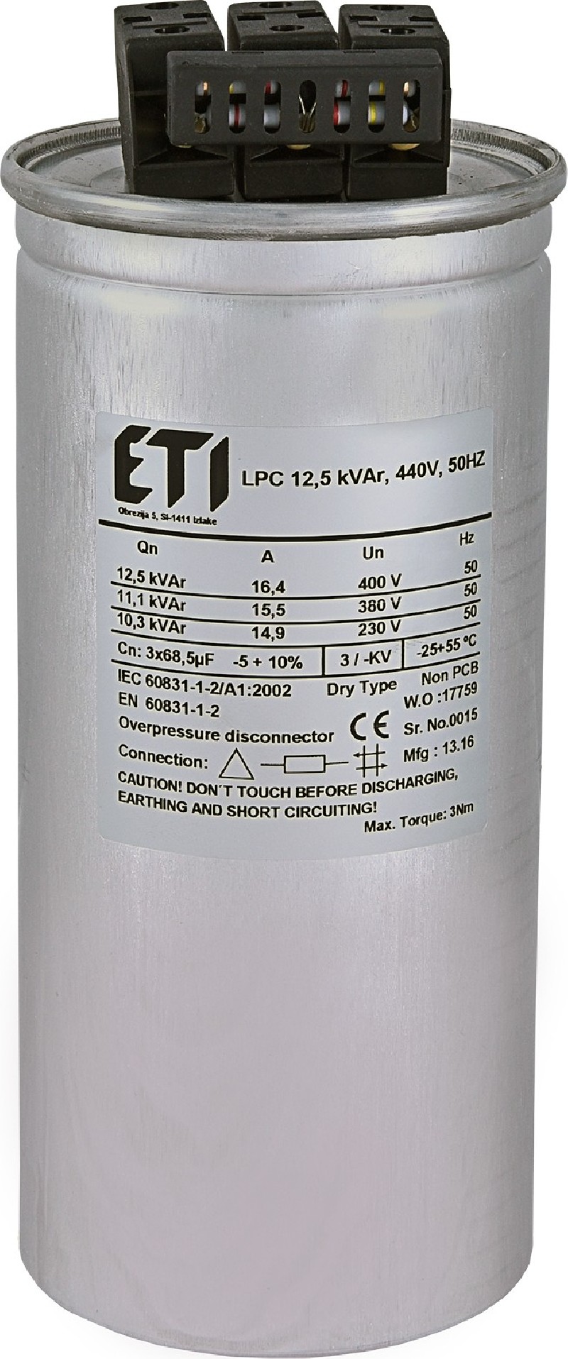 Kondensator CP LPC 12.5 kVAr 440V 50Hz 004656761 Kondensator CP LPC 12.5 kVAr 440V 50Hz 004656761