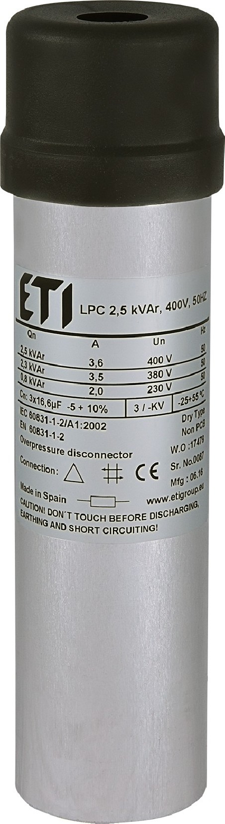 Kondensator LPC 2,5 kVAr 400V 50Hz 004656702