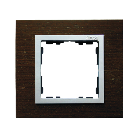 Simon 82 Ramka pojedyncza drewniana wenge/ ramka pośrednia aluminium mat 82917-65
