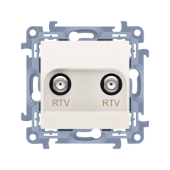 Osprzęt - Simon10 Gniazdo antenowe RTV-RTV (moduł), 1x wejście: 5  1000 MHz krem CAK2F.01/41