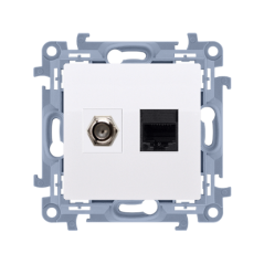 Simon 10 Gniazdo antenowe + komputerow typu F + RJ45 kat.5e białe CASFRJ455.01/11