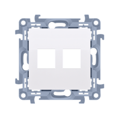 Simon 10 Pokrywa gniazd teleinformatycznych na Keystone płaska podwójna biała CKP2.01/11