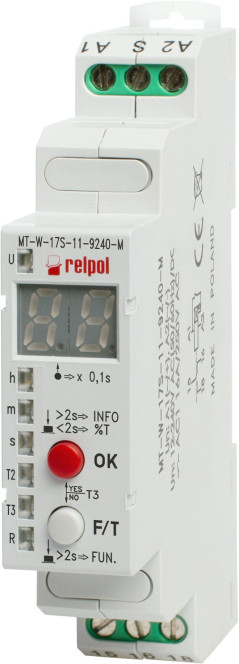 Przekaźnik czasowy wielofunkcyjny 1P 10A 0,1sek-100h 12-240V AC/DC MT-W-17S-11-9240-M 860470